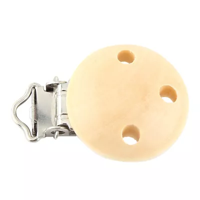 10pcs Round Wood Baby Pacifier Clip Charm Infant Nipple Clasps 3 Holes 4.4CM • $9.05