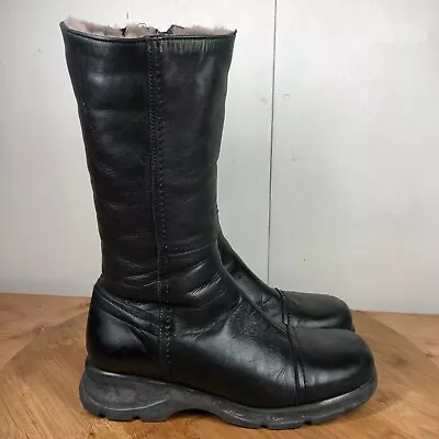 La Canadienne Boots Womens 8 M Black Leather Winter Lined Faux Fur Classic Tall • $49.97