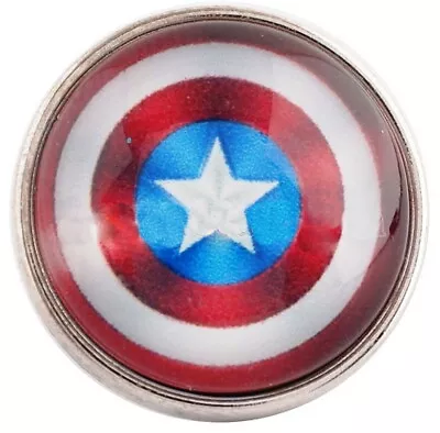 $7.15 • Buy Captain America Red Blue Glass 20mm Interchangeable Jewelry For Ginger Snaps