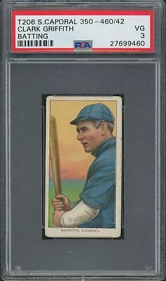 1909-11 T206 Sweet Caporal 350-460 Clark Griffith (Batting) PSA 3 Rare Overprint • $369.99