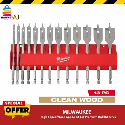 Milwaukee High Speed Wood Spade Bit Set Premium Quality Spade Drill Bit 13 Pcs • $31.97