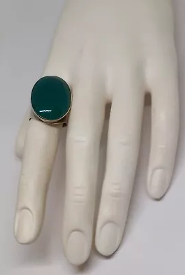 Vintage Sterling Silver Ring Large Green Chrysoprase Israel Size 7 • $42