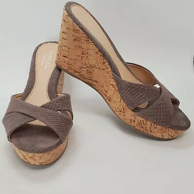 Boutique Brazilian ViVi G. Suede Cork Wedge Sandals;US Women's Size 9.5 • $99.99