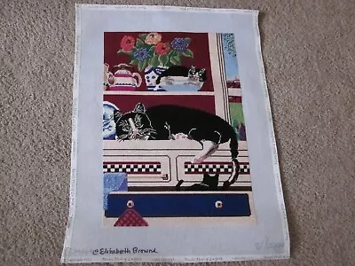 Completed Maggie 3 Cats In Cabinet Needlepoint Canvas Elizabeth Brownd 18 Mesh • $59.99