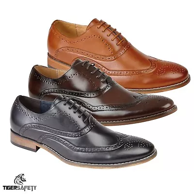 Goor M014 Mens Quality Leather Stylish Formal Fashion 5 Eye Oxford Brogue Shoes • £29.75