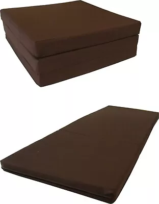 Brown Portable Tri Fold Foam Beds 3x27x75 Floor Futon Mats Density 1.8 • $82