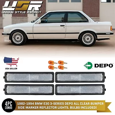 4 PIECES Front+Rear Clear Bumper Side Marker Lights For 1984-91 BMW E30 3 Series • $31.91