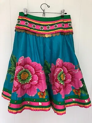 Manish Arora India Designer Silk Skirt Appliquéd Floral Size Small Never Worn • $275