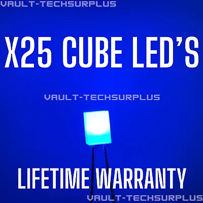 12 Volt Blue 5mm Cube LED Resistor Built In GM Instrument Panel Upgrade 25pc • $25.49