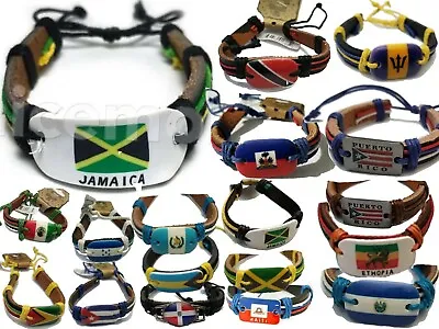 Flag Mini Banner Leather Wrist Cuff Wrist Hand Bracelet Leather Bangle Gift  • $10.50