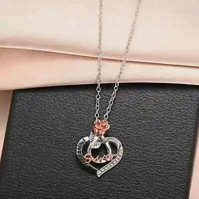 I Love You Sister Heart-shaped Rhinestone Pendant Necklace • $6
