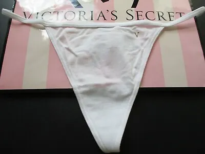 VICTORIA'S SECRET White Cotton V-String Thong Panty S M L XL 2XL G-String VS NWT • $14.99