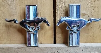 2 Ford Mustang Emblem Badge Chrome Pony Tri Bar Running Horse 30571-H2 RH LH • $84.99