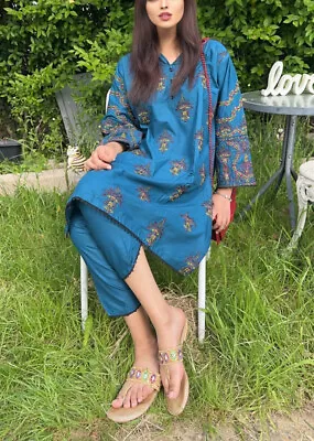 Pakistani Designer Original Summer Lawn 2 Pc Cord Suit Kameez Trouser S/M Khaadi • £25