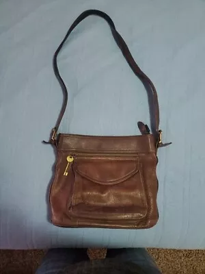 Vintage Fossil Genuine Soft Leather Messenger Crossbody Bag Brown With Key 75082 • $23.69