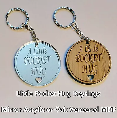 Little Pocket Hug Keyring Wooden Acrylic Gift Custom Funny Caring Love Isolation • £3