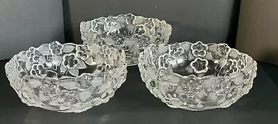 Small Fruit Dessert Bowl Set Of 3 Carmen By Mikasa Flower And Leaves Frosted • $30