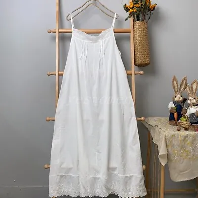 Women Cotton Cami Full Slip Dress Lace Camisole Long Tank Top Midi Dress Chemise • $16.90
