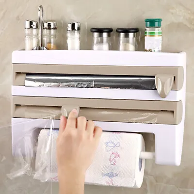 £14.94 • Buy Kitchen Roll Dispenser Wall Mounted Cling Film Foil Paper Towel Holder Organizer