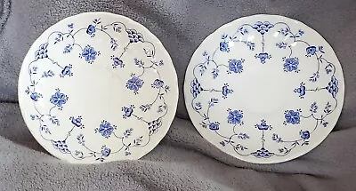 Myott Finlandia Fine Staffordshire Ware England Blue Floral Saucers  Set Of 2 • $20.95