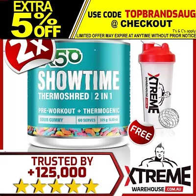 2 X X50 Showtime 60srv // Thermoshred Pre Workout Fat Burner Green Tea Twin Pack • $109.90