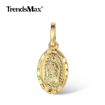 Gold Plated Oval Virgin Mary Pendant Charm Xmas Christmas Gift • $6.99