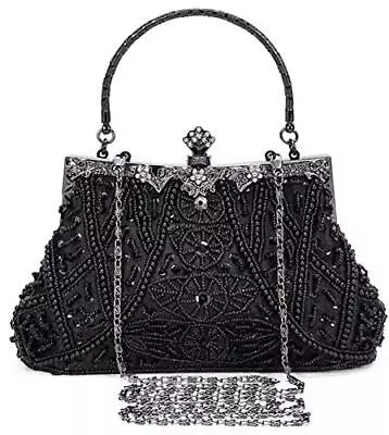  1920s Vintage Beaded Clutch Evening Bags For Women Formal One Size Black • $83.51