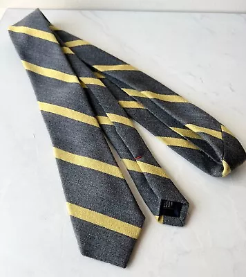 J Crew Gray Yellow Striped Wool Blend Silk Tie Made In USA 2.5x59 • $12.50