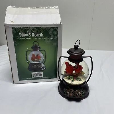 8  Plow Hearth Musical Cardinal Pinecone  Water Globe Snow  Lantern Xmas Decor • $21.35