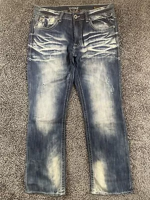 Salvage Mayhem Denim Jeans Boot Cut Regular Fit Mens 36x32 Whiskers Acid Wash • $39.99