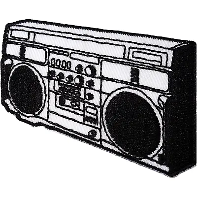 £2.79 • Buy Radio Stereo Patch Iron Sew On Embroidered Badge 1980 Retro Music Player Boombox
