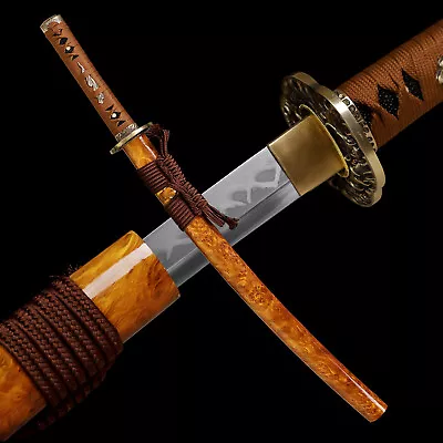 Japanese Samurai Katana Wakizashi Sword Clay Tempered L6 Steel Real Hamon • $148.88