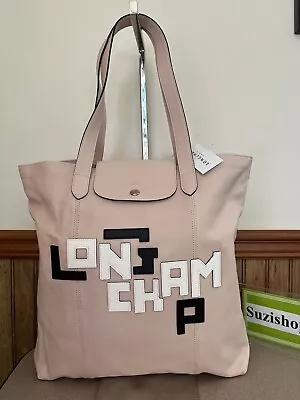 Longchamp Le Pilage Leather Cuir Large Tote Bag Pale Pink Made In France • $299