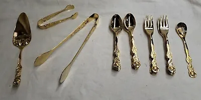 Vintage Rostfrei Rose Pattern Gold Plate Demitasse Spoons Vintage 27pcs 123 • $94.03