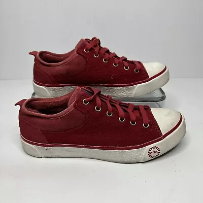 UGG Australia Evera Suede Sherpa Sneaker Womens Size 6 Red Casual Shoes 1885 • £23.12