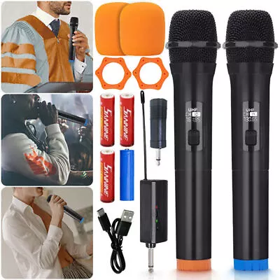 2x Wireless Microphone Professional Handheld Mic System + Receiver Karaoke • £17.99