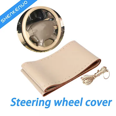 Steering Wheel Cover Genuine Leather Beige For Ford F150 F-250 F-350 Super Duty • $13.99