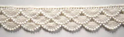 3 Yds. Light Ivory Rayon 1 1/2  Scalloped Guipure Venise Lace Vt-75i • $3.87