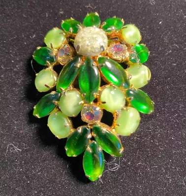 Vintage Jewelry Large Domed Multi Cut Rhinestone Cabochon Confetti Brooch Pin • $19.95