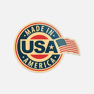 Made In USA America Flag Emblem Badge Star Vinyl Sticker Decal • $2.75