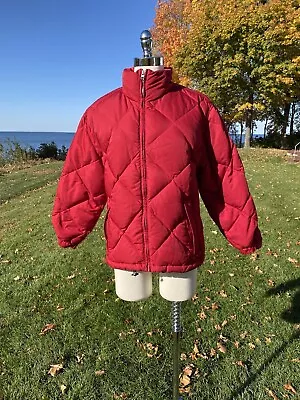 Vtg Eddie Bauer Red Puffer Jacket Winter Coat Goose Down Womens Size XS Small • $25