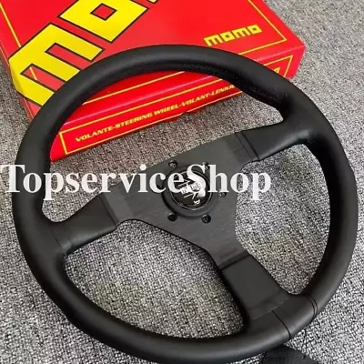 MOMO MonteCarlo 350mm 14' Genuine Leather Thickened Spoke Black Steering Wheel • $89