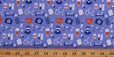 Cotton Medical Equipment Nurses First Aid Fabric Print By The Yard D511.44 • $9.95