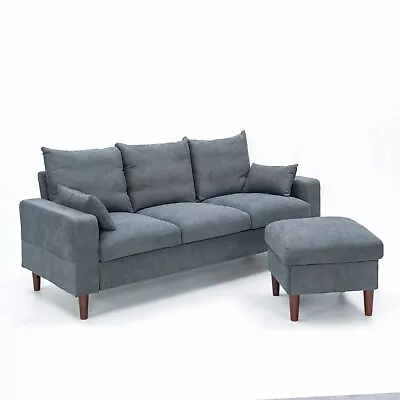 3 Seat Convertible Sectional Sofa Couch Linen Fabric L-Shaped + Ottoman • $269.99