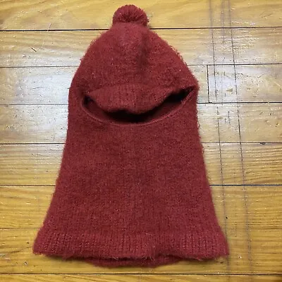 Vintage Wigwam Balaclava Adult One Size Red Pom Pom Virgin Wool Made In USA Hat • $24