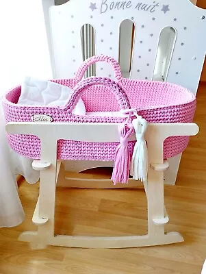 Pink Moses Basket For Girl With Stand Blue baby Bassinet For Boy Reborn Cradle • $176