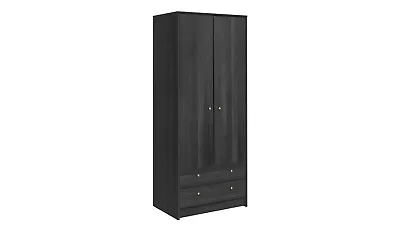 Malibu 2 Door 2 Drawer Wardrobe - Black Brown • £143.99