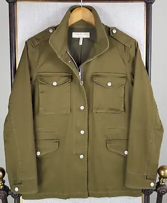 RAG & BONE Womens Field Jacket Size XS Full Zip Sparkle Snaps Epaulets OD Green • $194