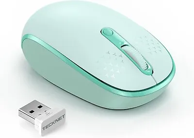 TECKNET Wireless Mouse For Laptop 2.4GHz USB Mini Cordless Small Green Tkms006 • £4.90