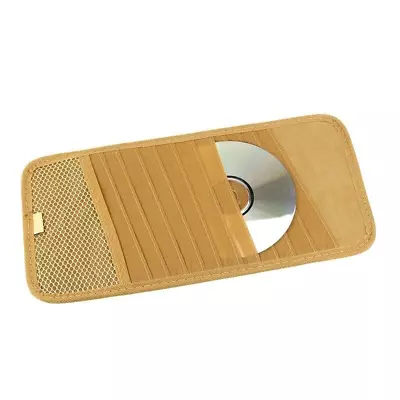 12 Disc Cd Organiser Car Sun Visor Dvd Card Case Storage Holder Coins - Beige • £3.89